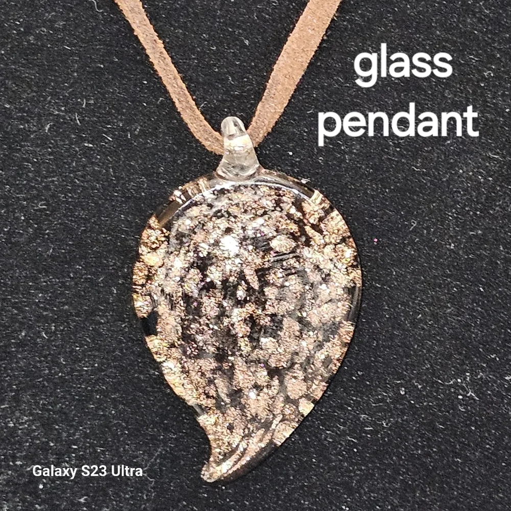 Glass Pendant with Leather Cord - Picture 3 of 5